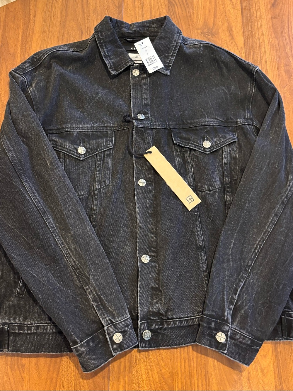 Ksubi Black oh g denim jacket, marbled size XL